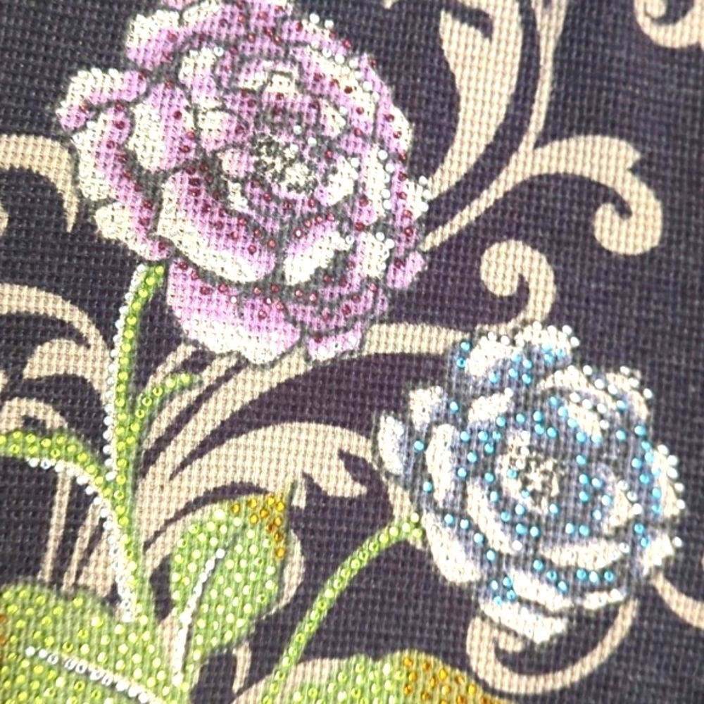 Y2K Avenue gray Hoodie waffle knit bling studded floral pattern rare Sz XL - Picture 7 of 11